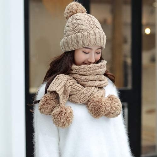 Zestaw damski 2 w 1 – czapka i szalik w kolorze beżowym