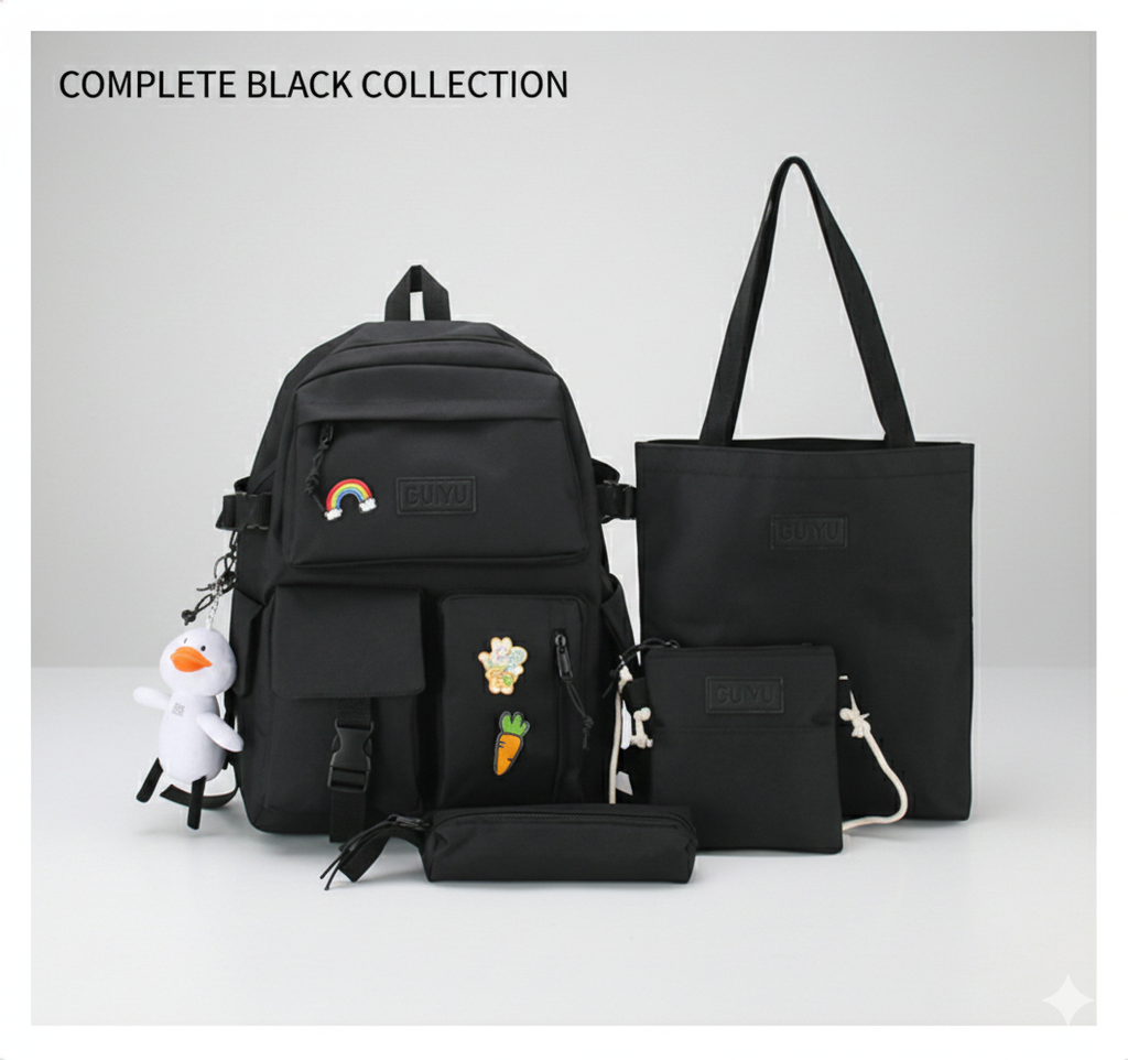 Plecak Szkolny Damski 4 w 1 – Model 2 Czarny