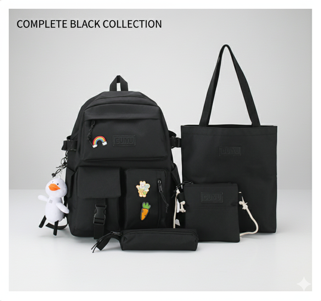 Plecak Szkolny Damski 4 w 1 – Model 2 Czarny