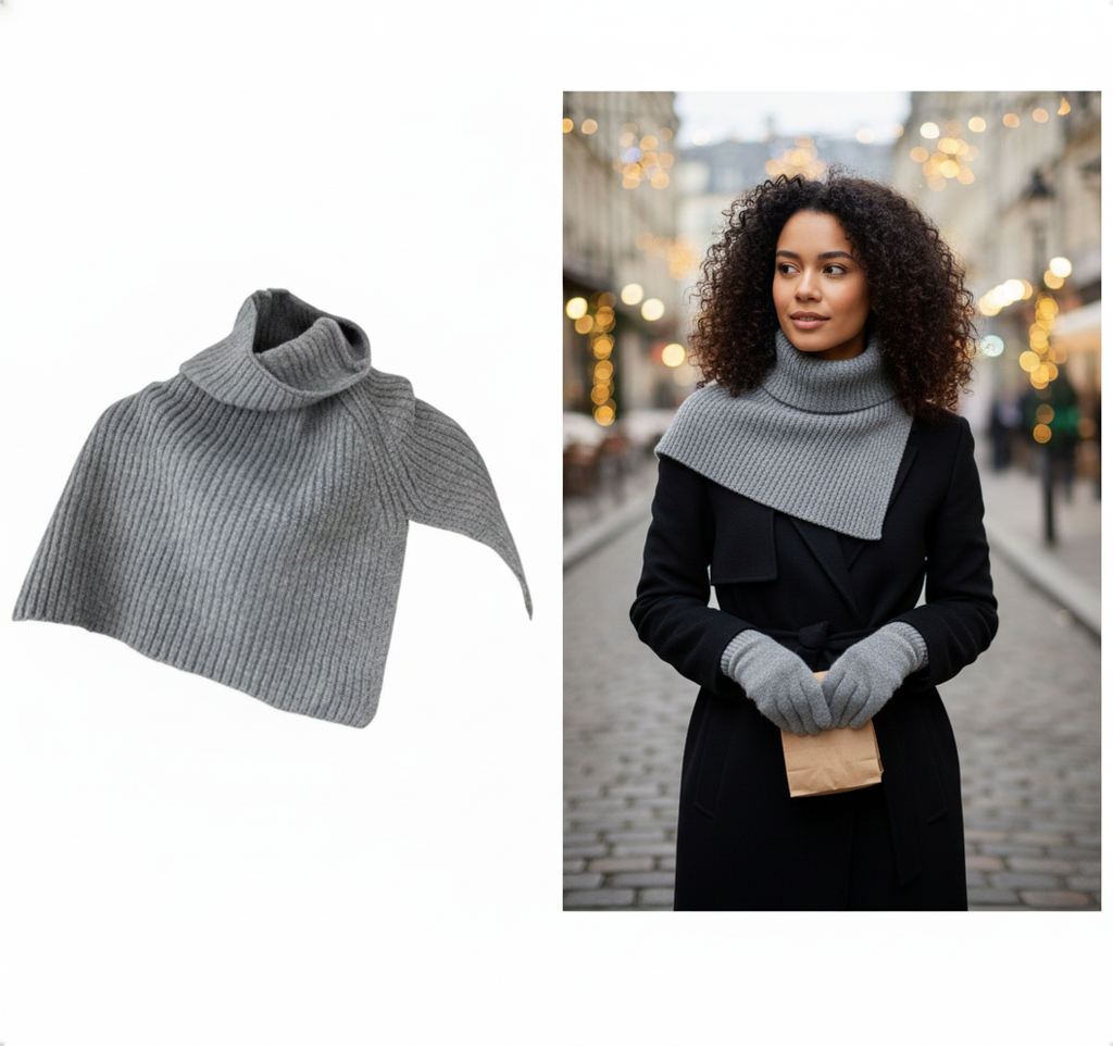 Ciepły Komin Damski – Miękki Szal Zimowy – Kolor Szary